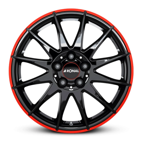Ronal R54 W7 R16 PCD5x112 ET35 DIA76 jet black red rim